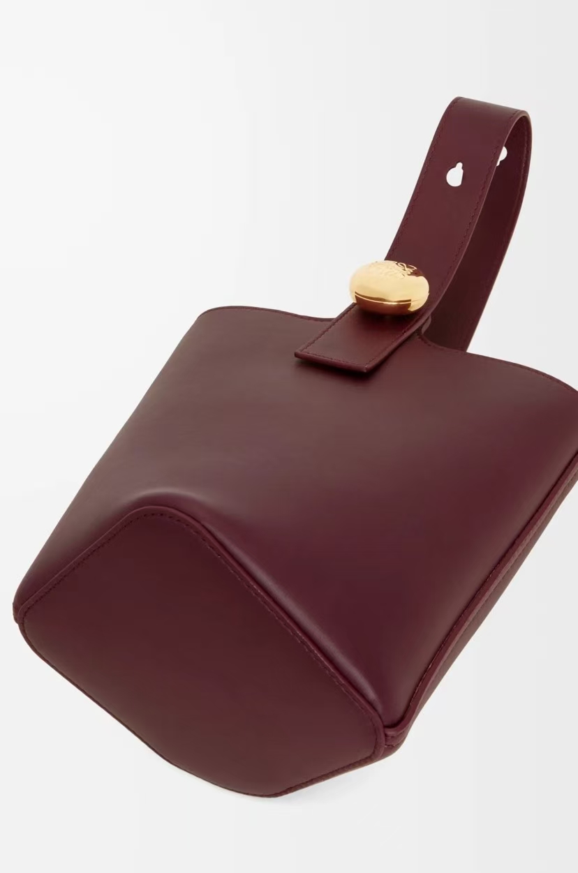 LOEWE Mini Bucket Bag - Dark Burgundy, Smooth Leather & Donut Chain