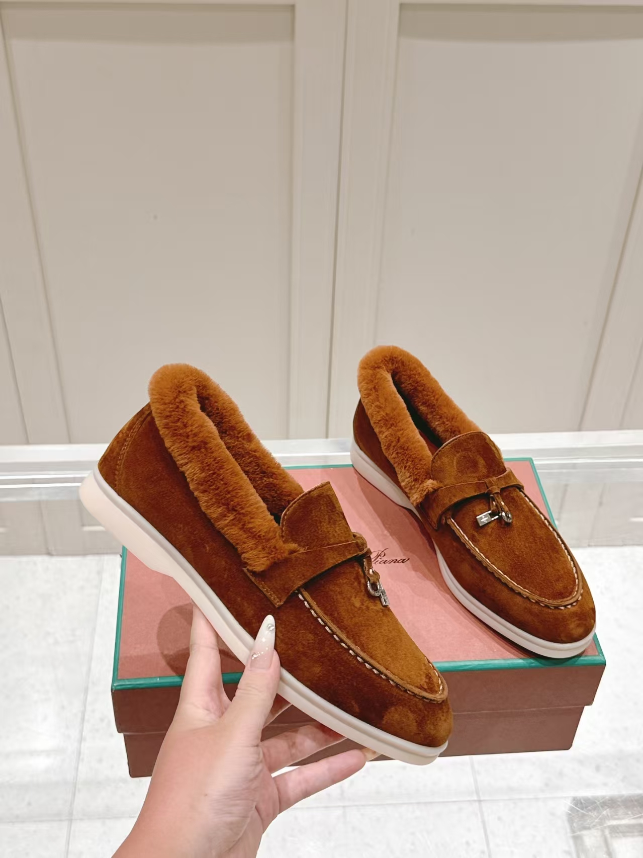 Loro Piana Brown Shearling Loafer