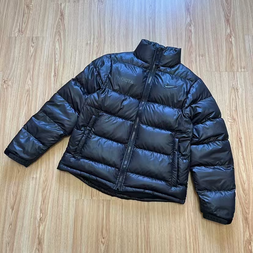 Nike Collaborative Solid Color Stand Collar Puffer Jacket - Minimalist Winter Coat