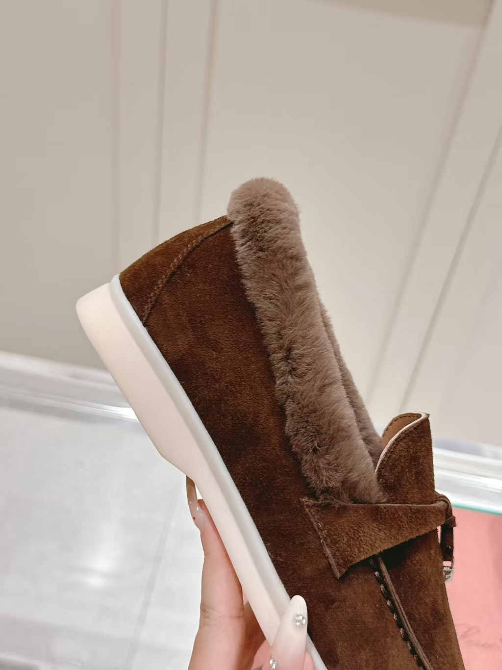 Loro Piana Shearling Loafer in Dark Brown