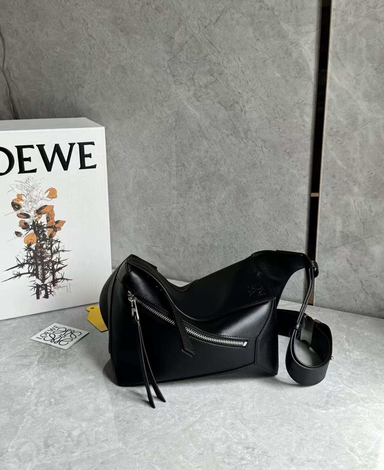 LOEWE Belt Bag - Small, Puzzle Edge Design, Black Classic Leather