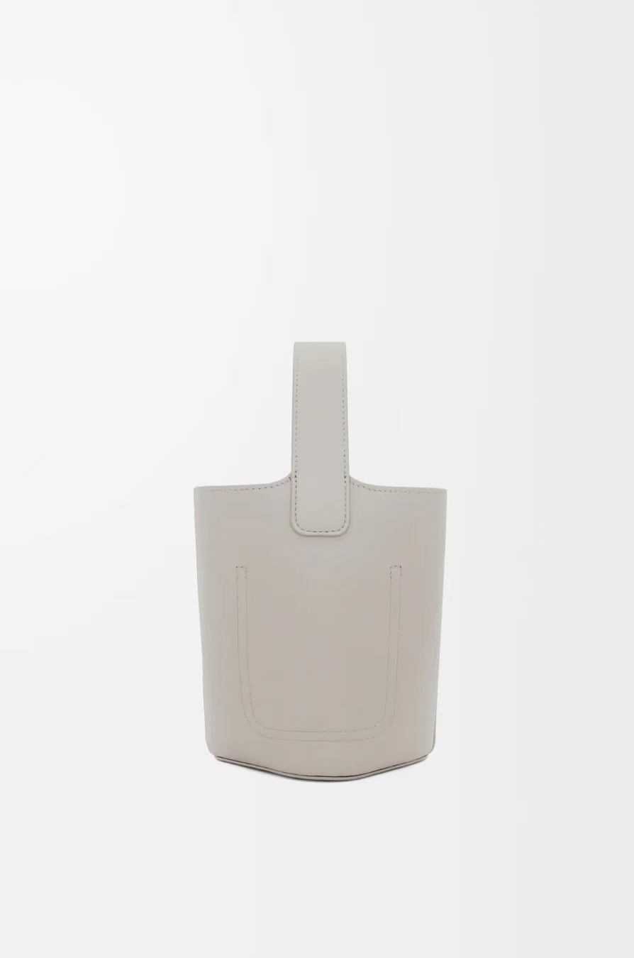 LOEWE Mini Bucket Bag - Silver Grey, Smooth Leather & Donut Chain