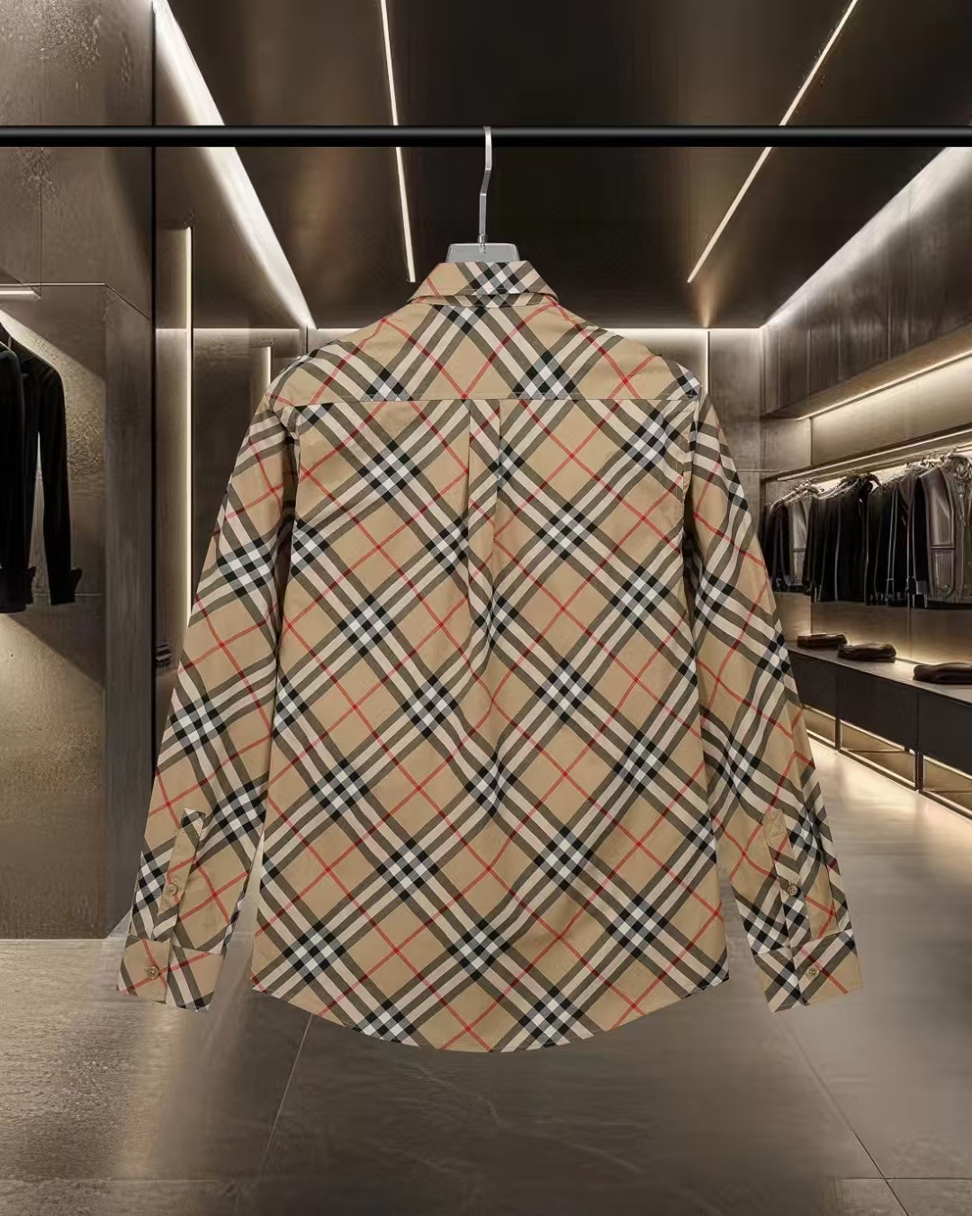 Burberry Neutral Khaki Shirt with a Subtle Twill Stripe