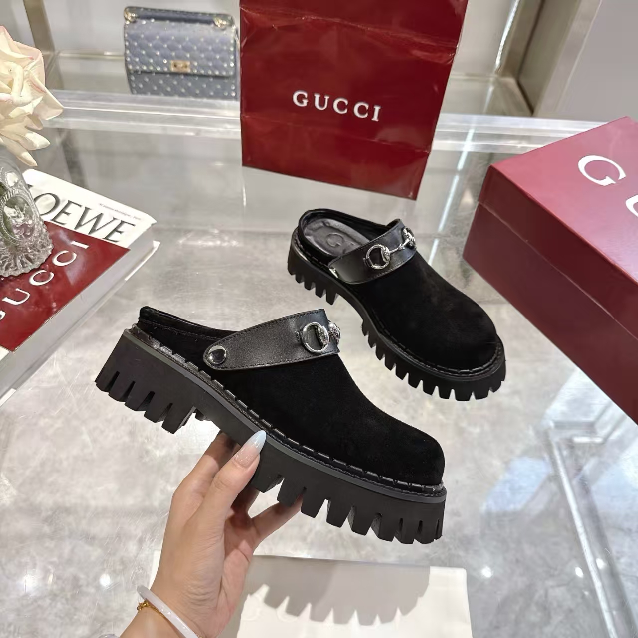 Gucci Horsebit Women's Black Suede Mule | Slip-On Leather Loafers