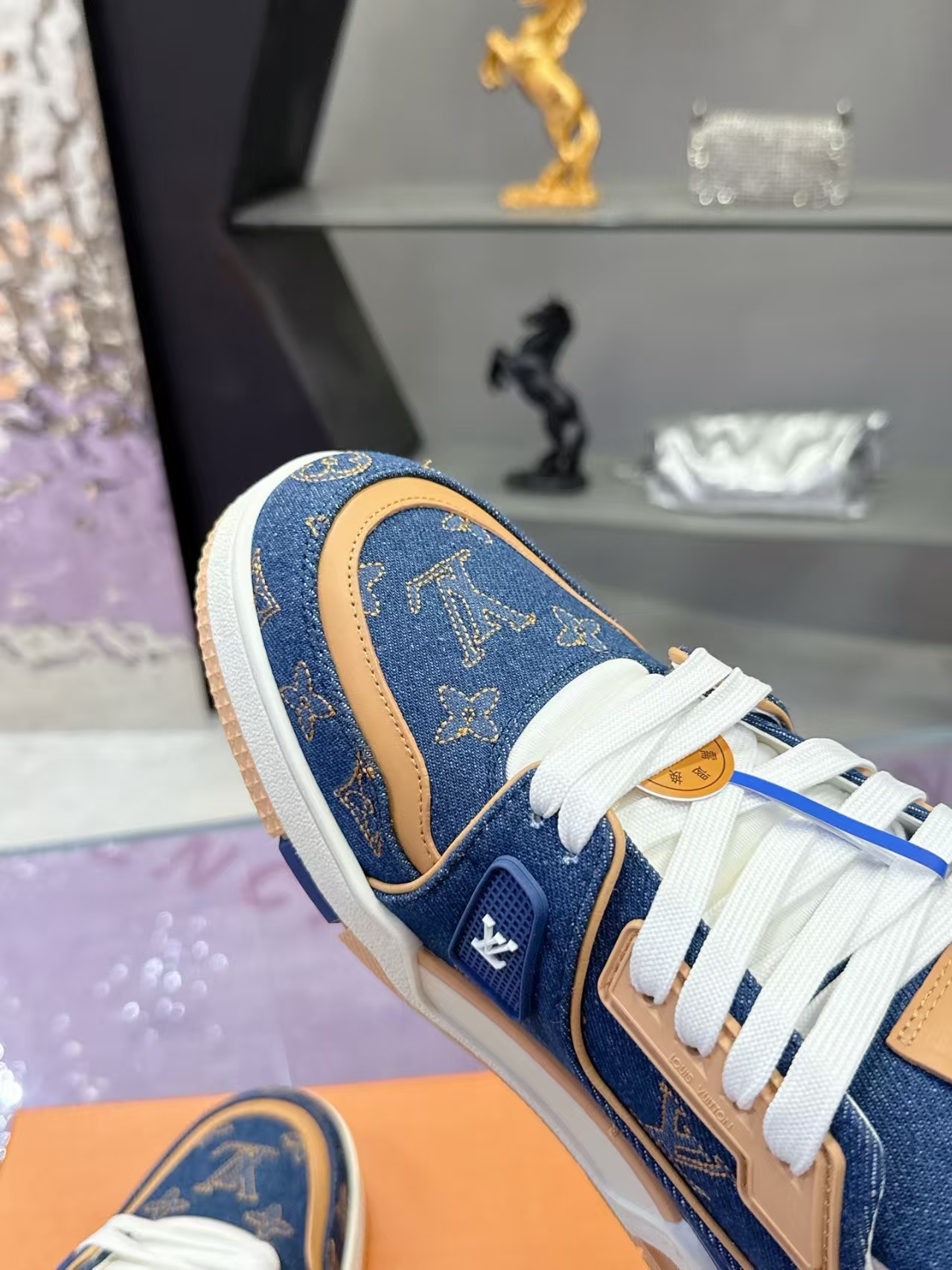 Louis Vuitton Trainer Low Sneaker in Blue | Hook-and-Loop Strap Casual Sport Shoe