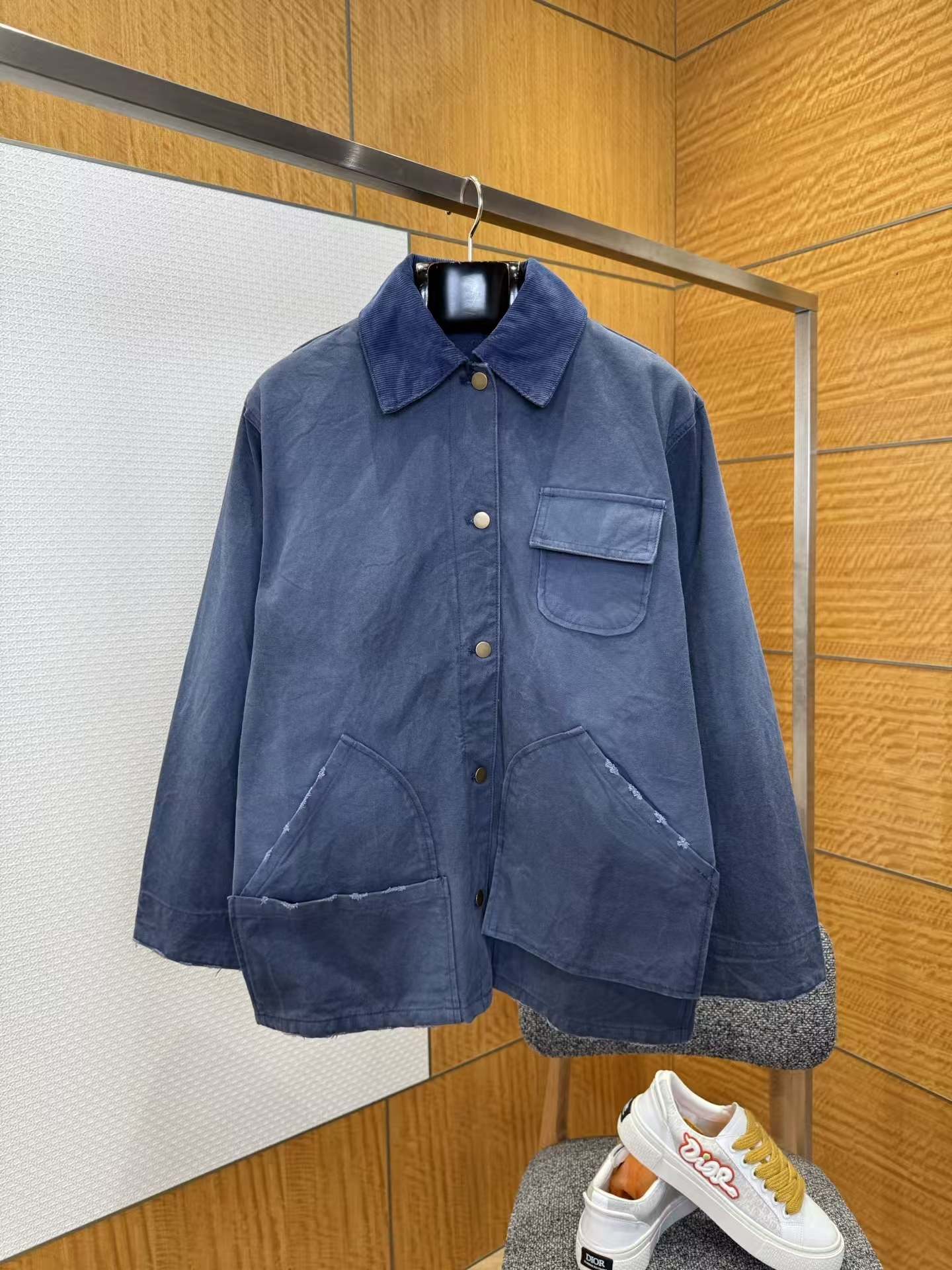 Prada Navy Canvas Trucker Jacket | Vintage Oversized Workwear Style