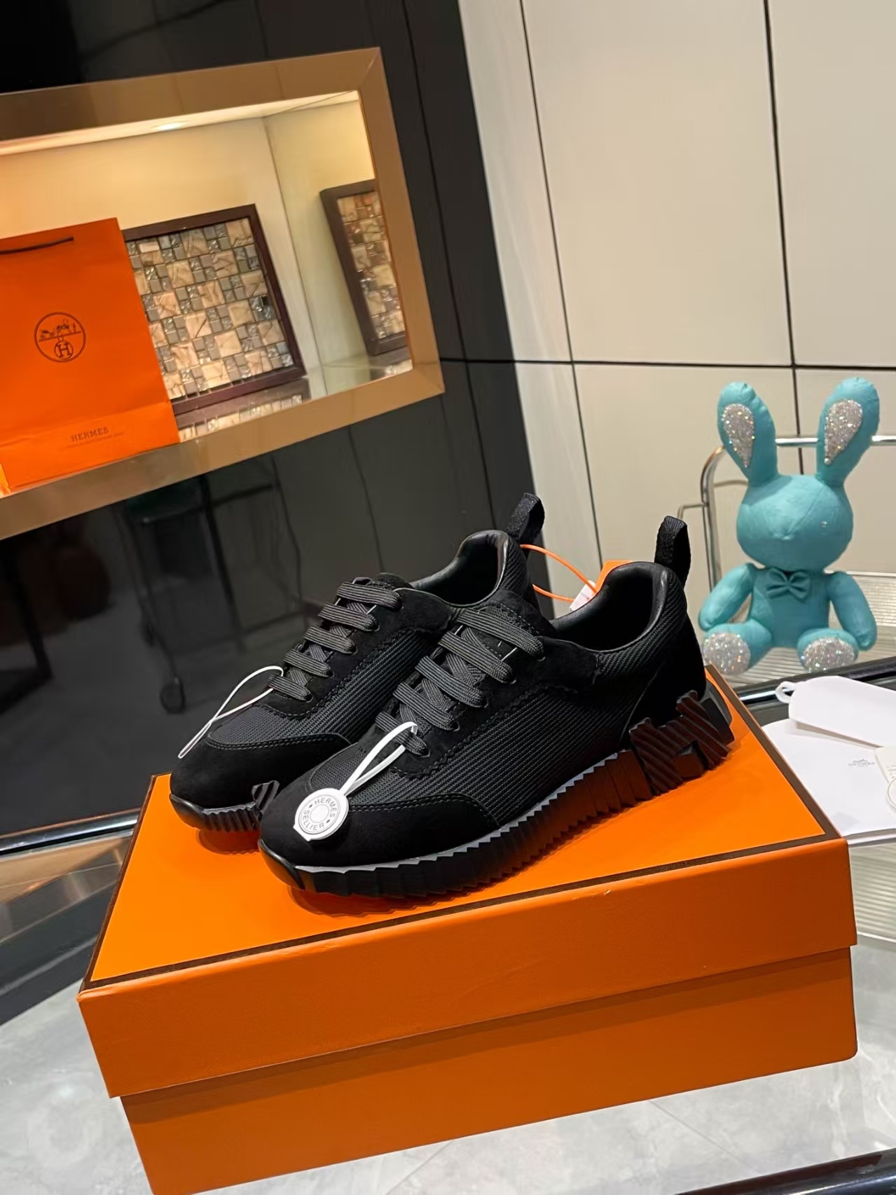 Hermès Sellier All-Black Knit Leisure Sneaker | Equestrian-Inspired Luxury Sport Shoe