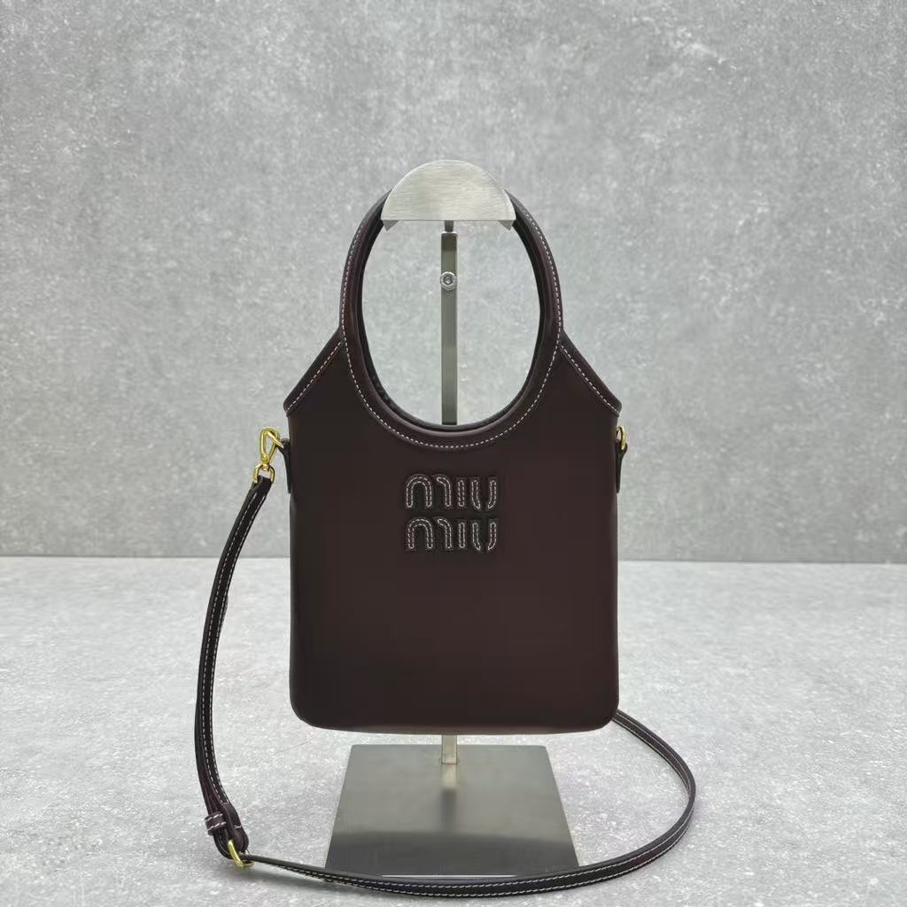 Miu Miu Dark Brown Ivy Tote Mini Shoulder Bag Smooth Leather