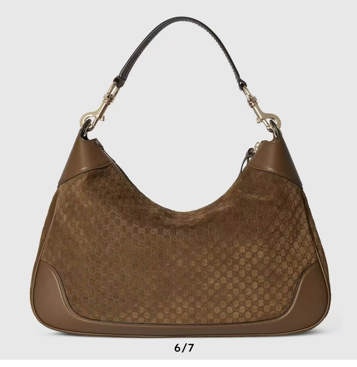Gucci Body Double Lock Medium Shoulder Bag | Brown Micro GG Embossed Suede