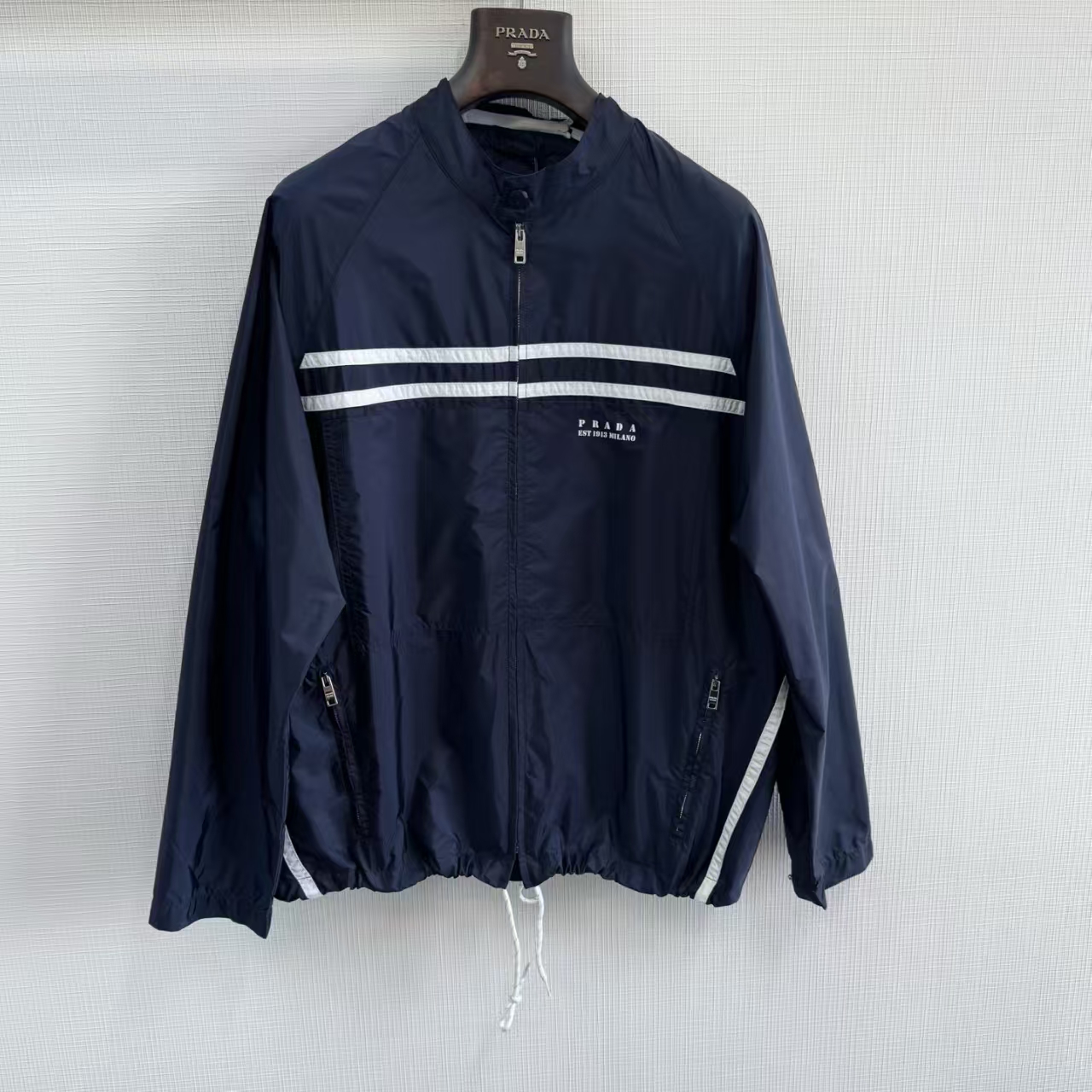 Prada Recycled Nylon Short Jacket in Blue | Technical Minimalist Design
