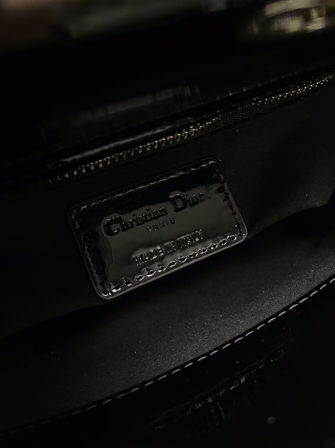 Lady Dior Small Black Patent Leather Bag