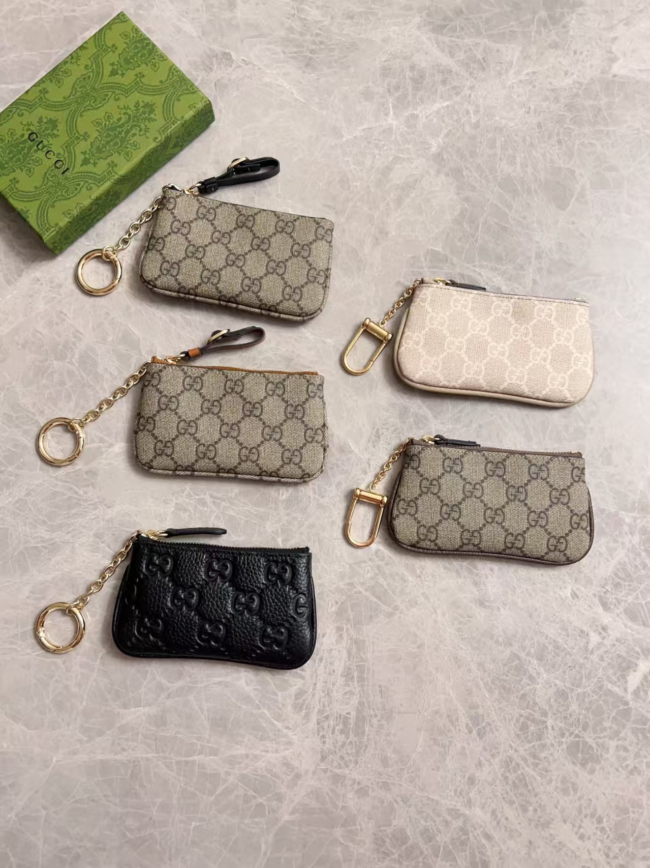 Gucci Ophidia Key Case | Beige & Oatmeal GG Supreme Canvas with Key Hook