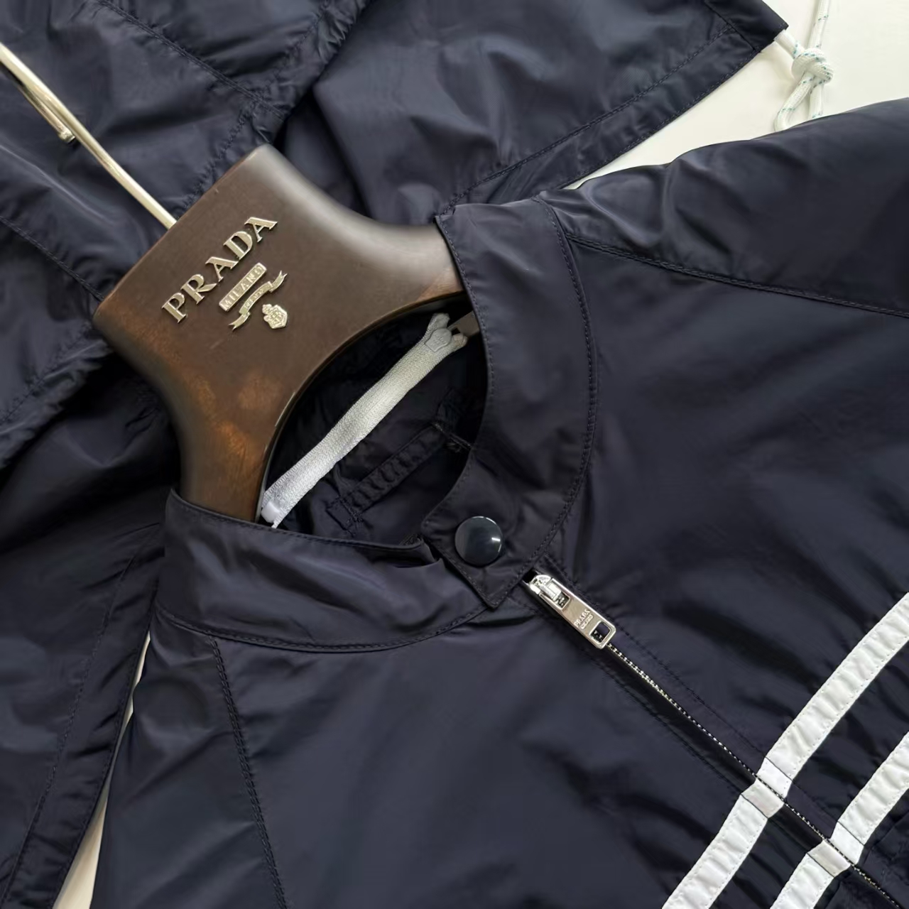 Prada Recycled Nylon Short Jacket in Blue | Technical Minimalist Design