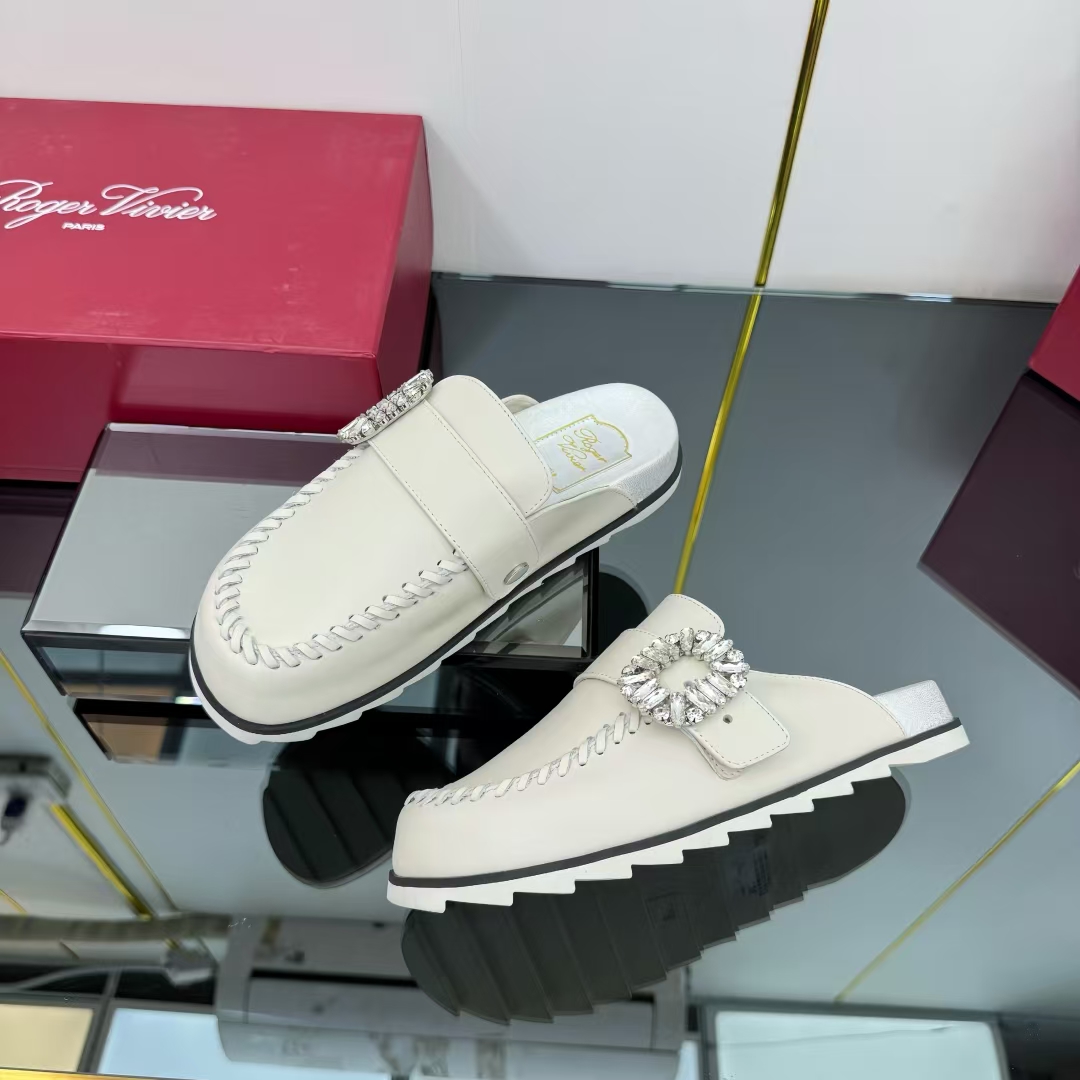 Roger Vivier Beige Calfskin Birken Flat