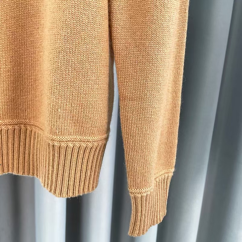 Prada Camel Cashmere & Wool Sweater | Intarsia Logo, Classic Men's Fit