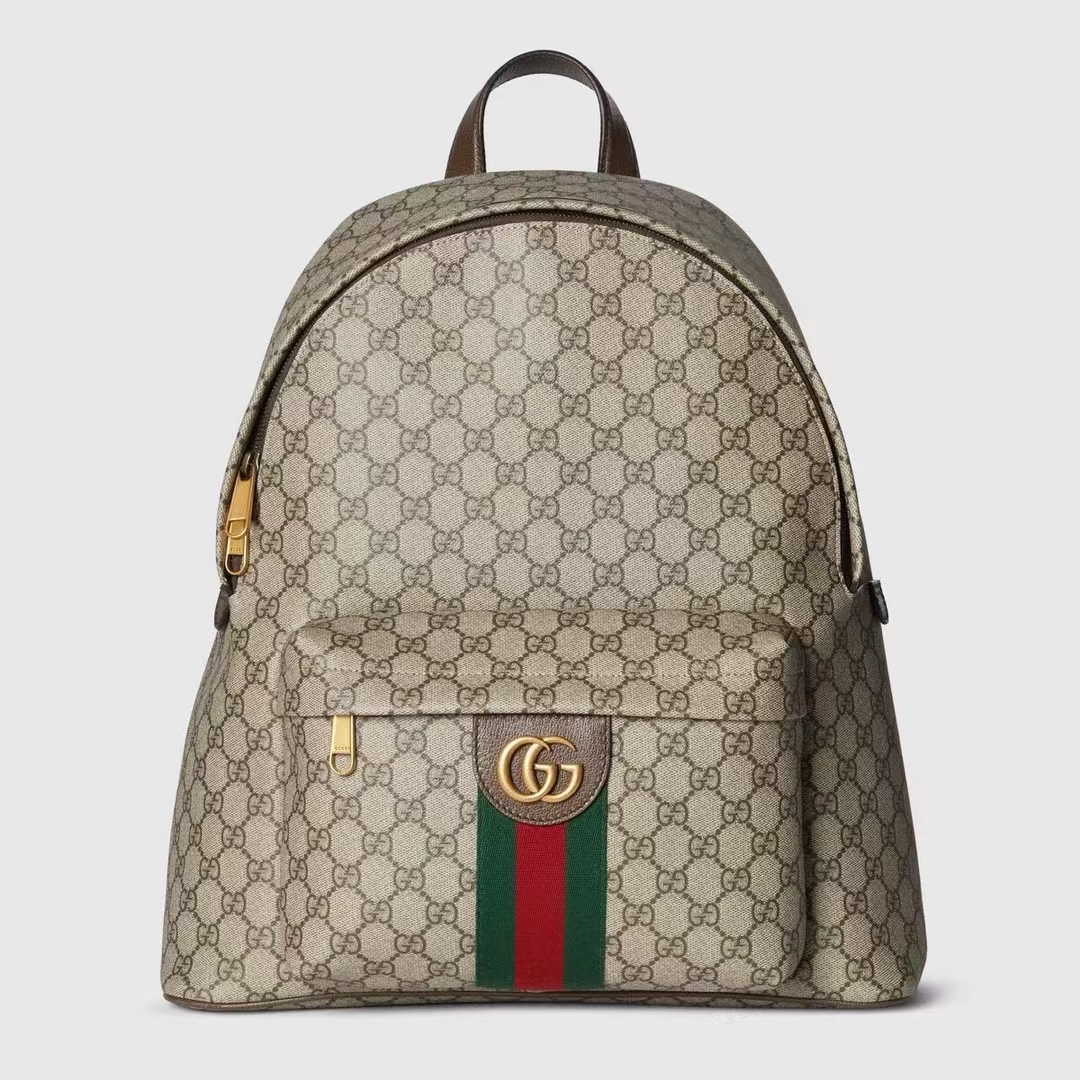 Gucci Ophidia Medium Backpack | Beige & Dark Brown GG Monogram Coated Fabric