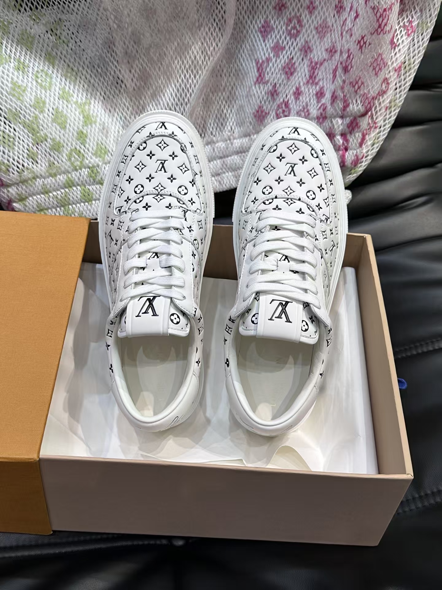 Louis Vuitton Monogram Men's White Leather Casual Sneaker | Iconic Athletic Shoe