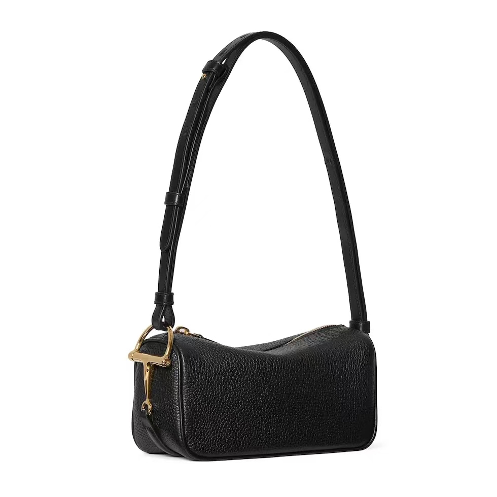 Gucci Half Horsebit Mini Bag | Black Grained Soft Leather with Half Horsebit Detail
