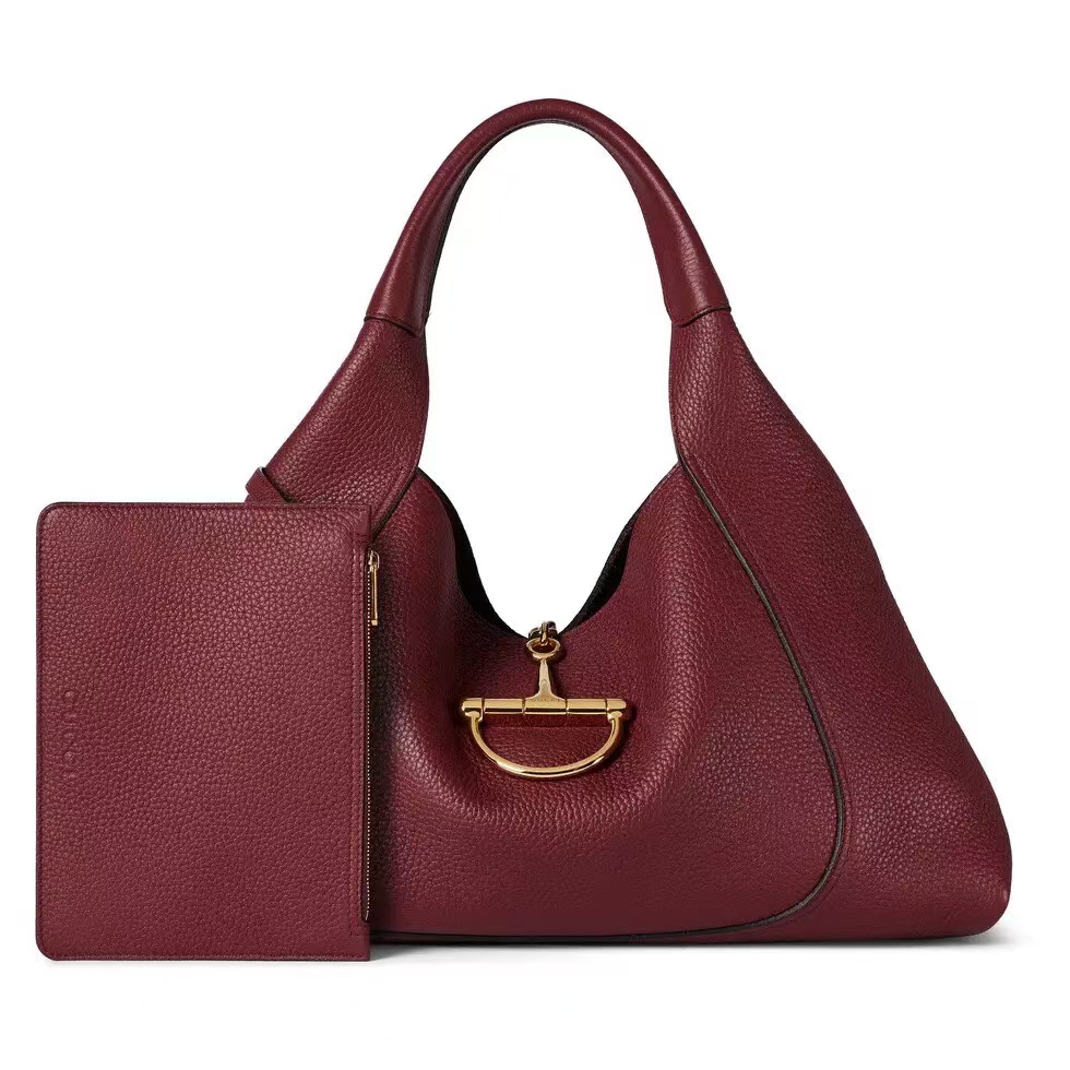 Gucci Softbit Large Shoulder Bag | Gucci Ancora Red Grained Leather with Oversized Horsebit