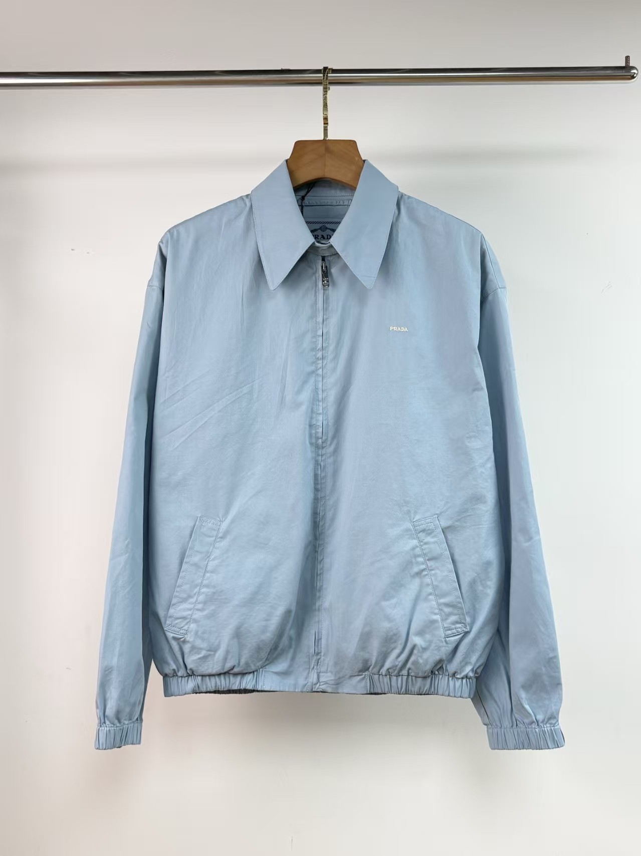 Prada Celestial Blue Gabardine Short Jacket - Washed, Minimalist