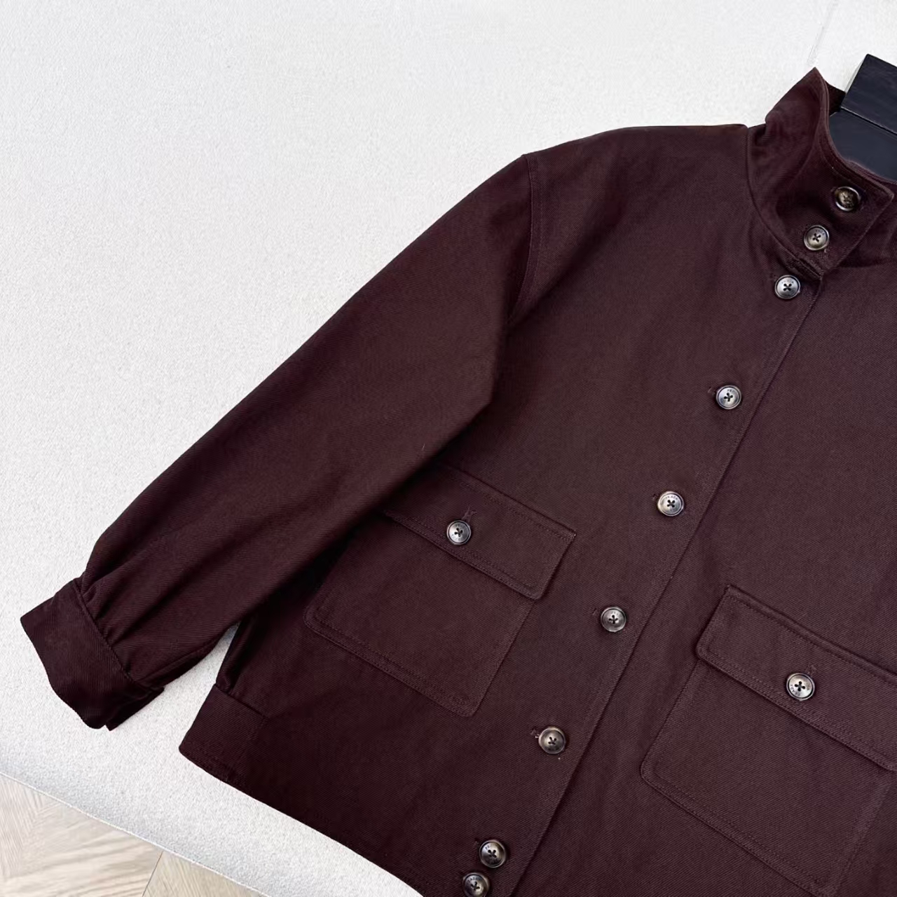 Prada Cocoa Brown Vintage Wash Gabardine Shirt Jacket