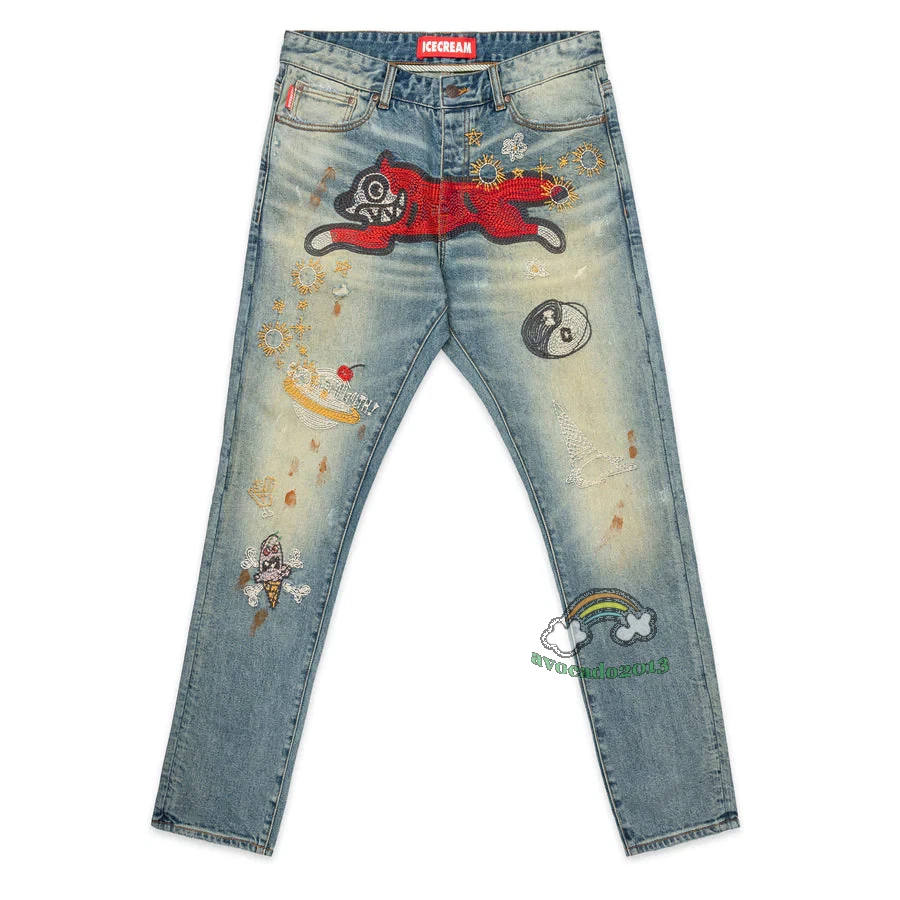 NWTBBC Icecream Embroidery Running Dog Men's Jeans Size 30-40