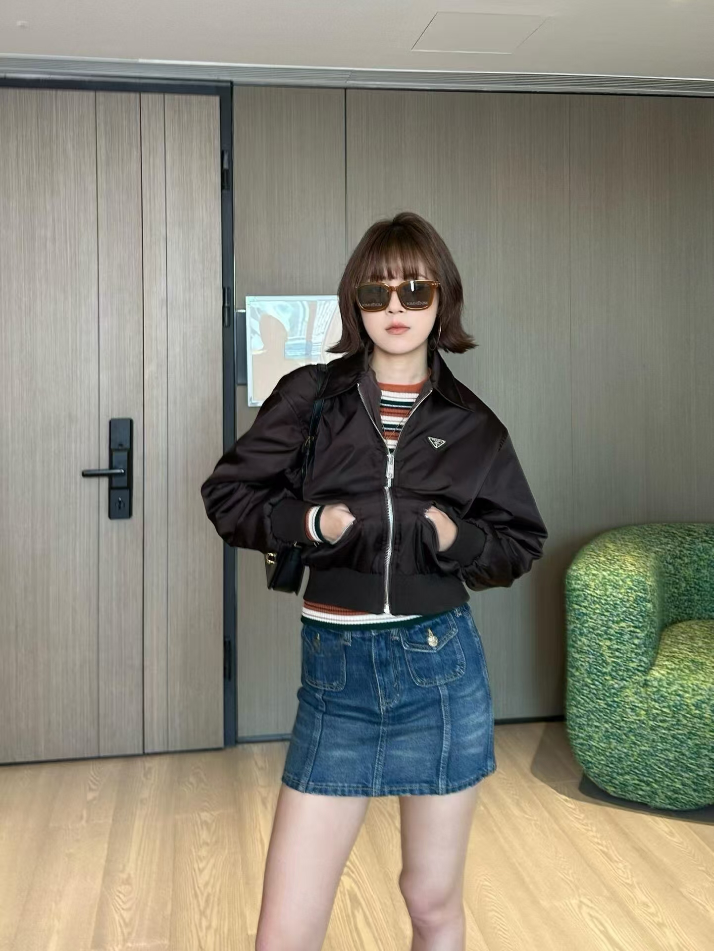 Prada Deep Brown Re-Nylon Jacket - Lightly Padded, Sporty Silhouette