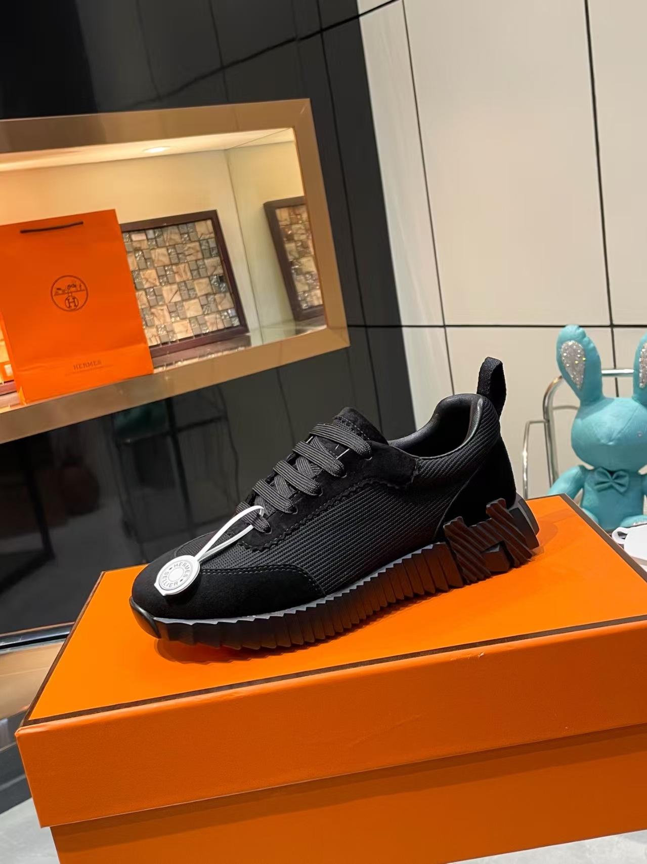 Hermès Sellier All-Black Knit Leisure Sneaker | Equestrian-Inspired Luxury Sport Shoe