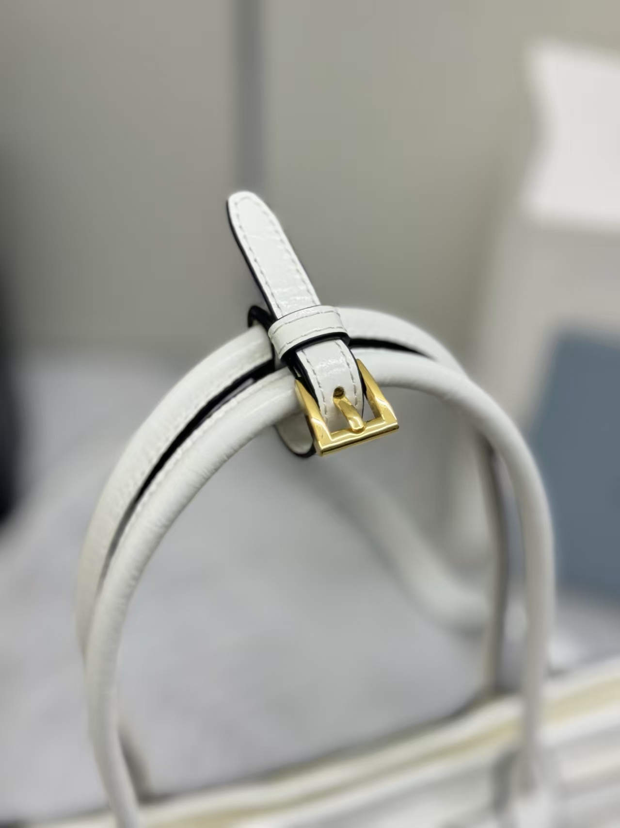 Prada White Medium Bonnie Leather Bag | Clean Geometric Design & Glossy Leather