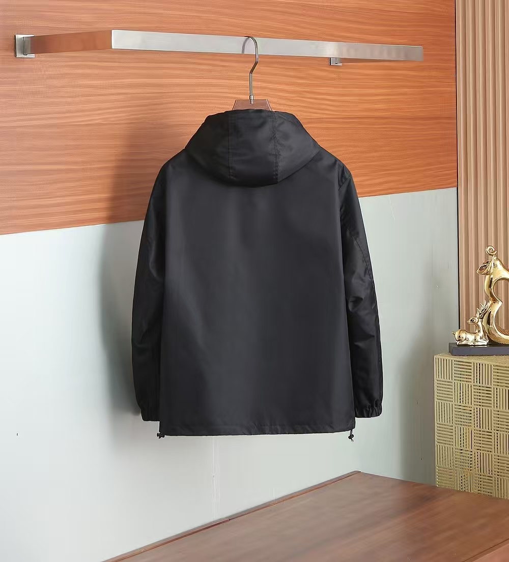 Prada Black Recycled Nylon Short Jacket | Sporty Hooded Design & Logo Detail