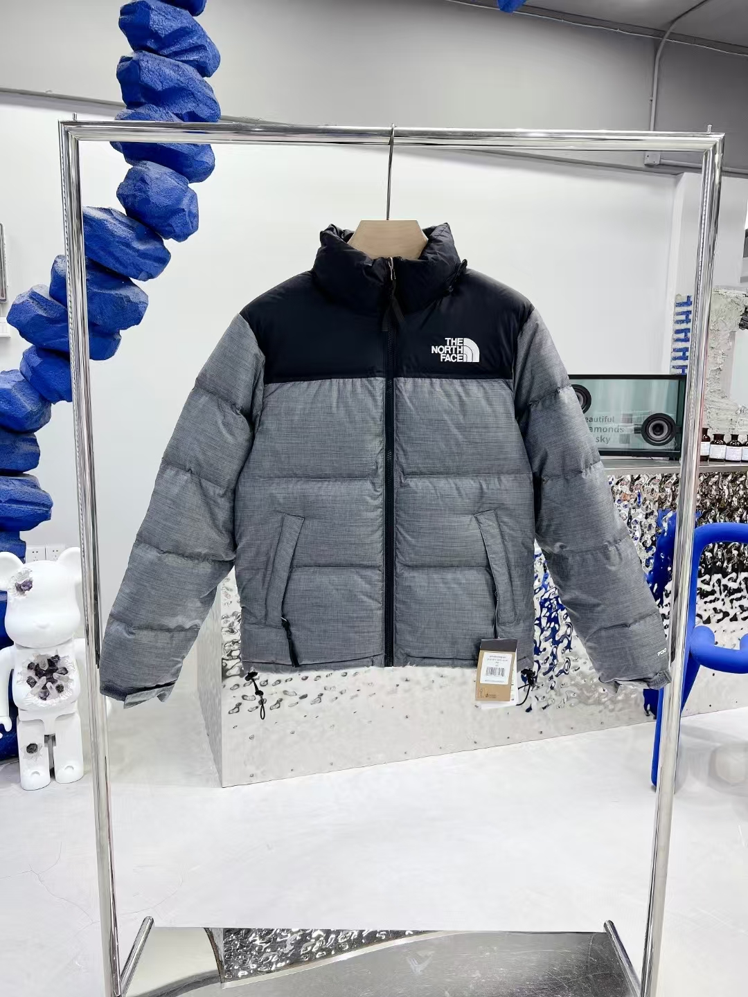 The North Face 1996 Nuptse Jacket Grey & Black | Classic Retro Puffer Down Coat