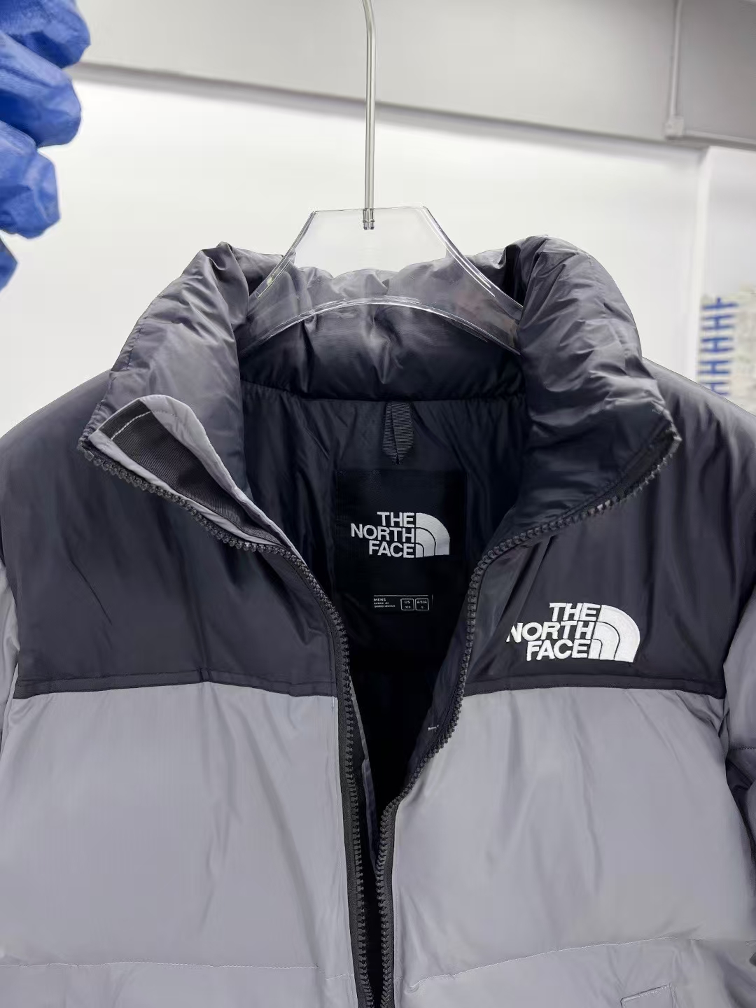 The North Face 1996 Nuptse Jacket Light Grey & Black | Classic Retro Puffer Down Coat