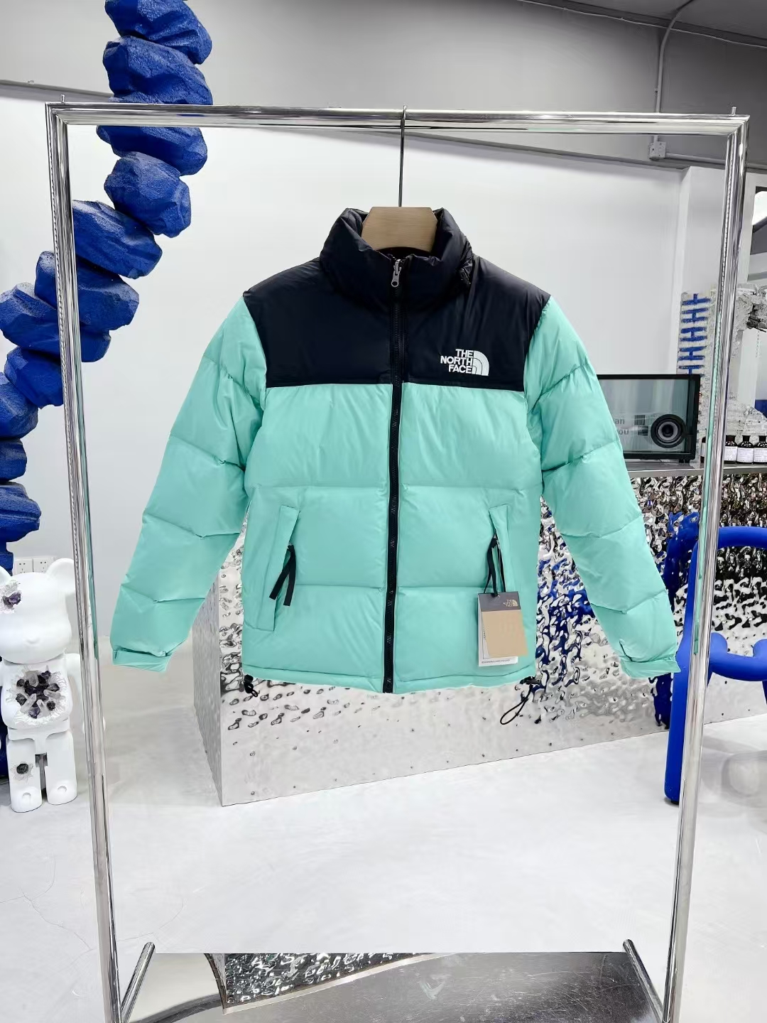 The North Face 1996 Nuptse Jacket Sky Blue & Black | Classic Retro Puffer Down Coat
