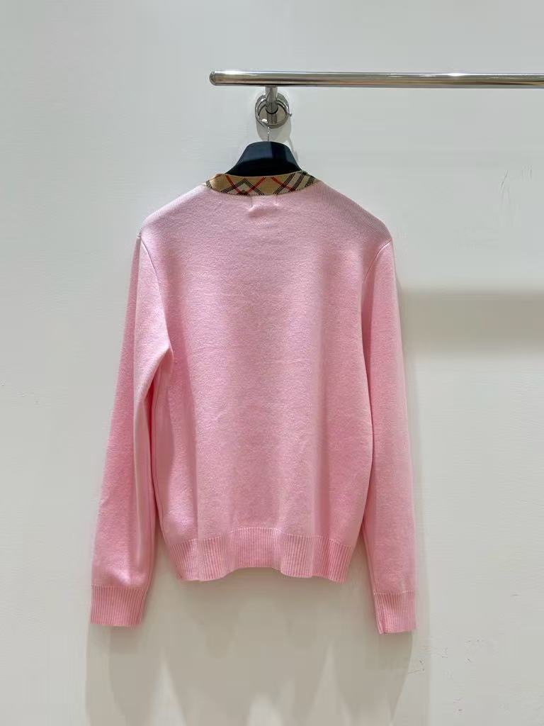 Burberry Pink Wool Plaid Blouse (Women's Style)