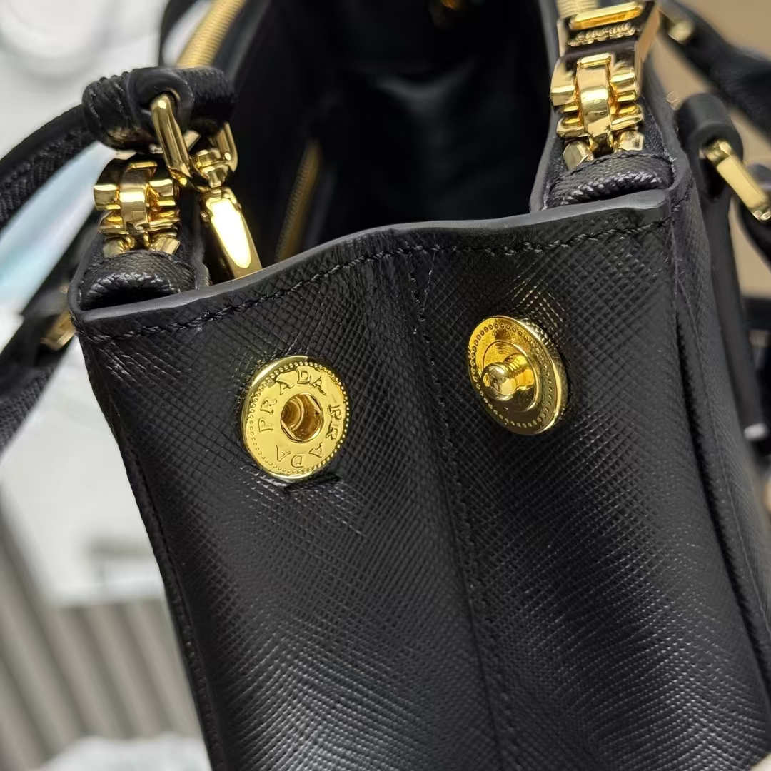 Prada Black Saffiano Leather Mini Galleria Bag | Elongated Silhouette & Detachable Strap