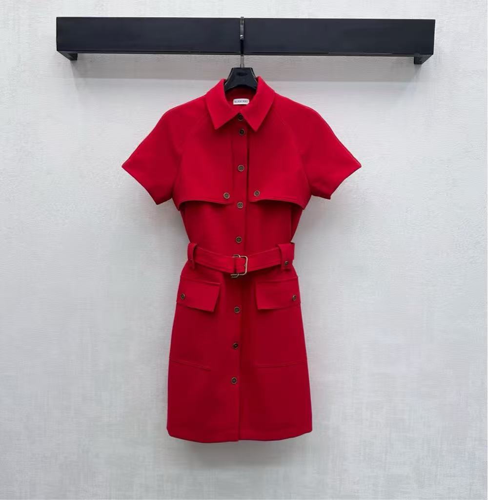 Burberry Wool Trench Coat Dress - Women‘s Classic Belted Shift Dress