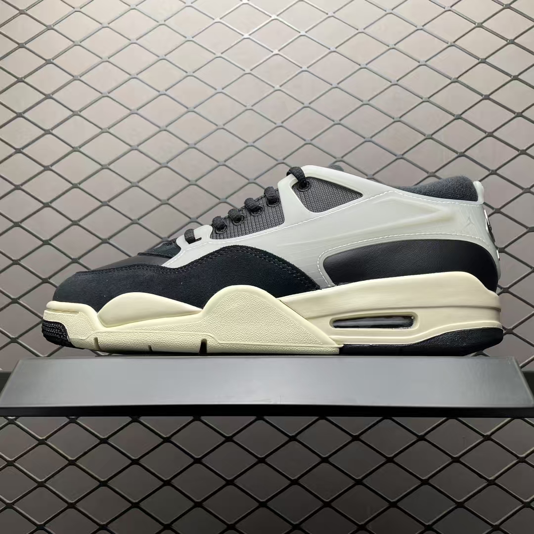 Air Jordan 4 “RM JA4” Low-Top Basketball Shoe in White, Black & Oatmeal | Premium Retro Sneaker