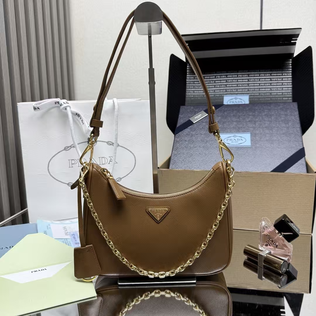 Prada Brandy Re-Edition 2005 Re-Nylon Bag | Three-in-One Crossbody, Warm Vintage Hue