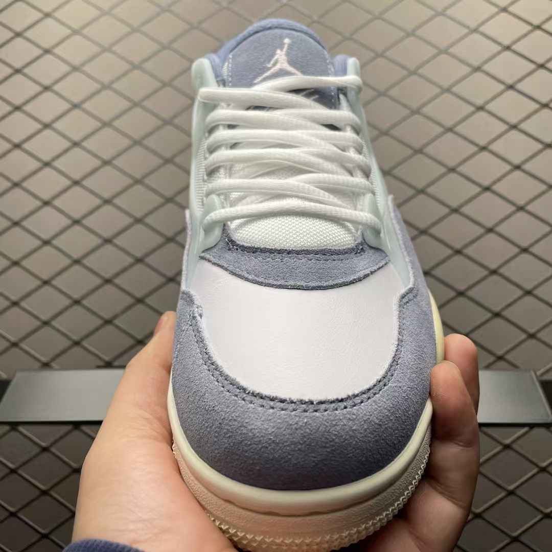 Air Jordan 4 “RM JA4” Low-Top Basketball Shoe in White, Light Grey & Oatmeal | Premium Retro Sneaker