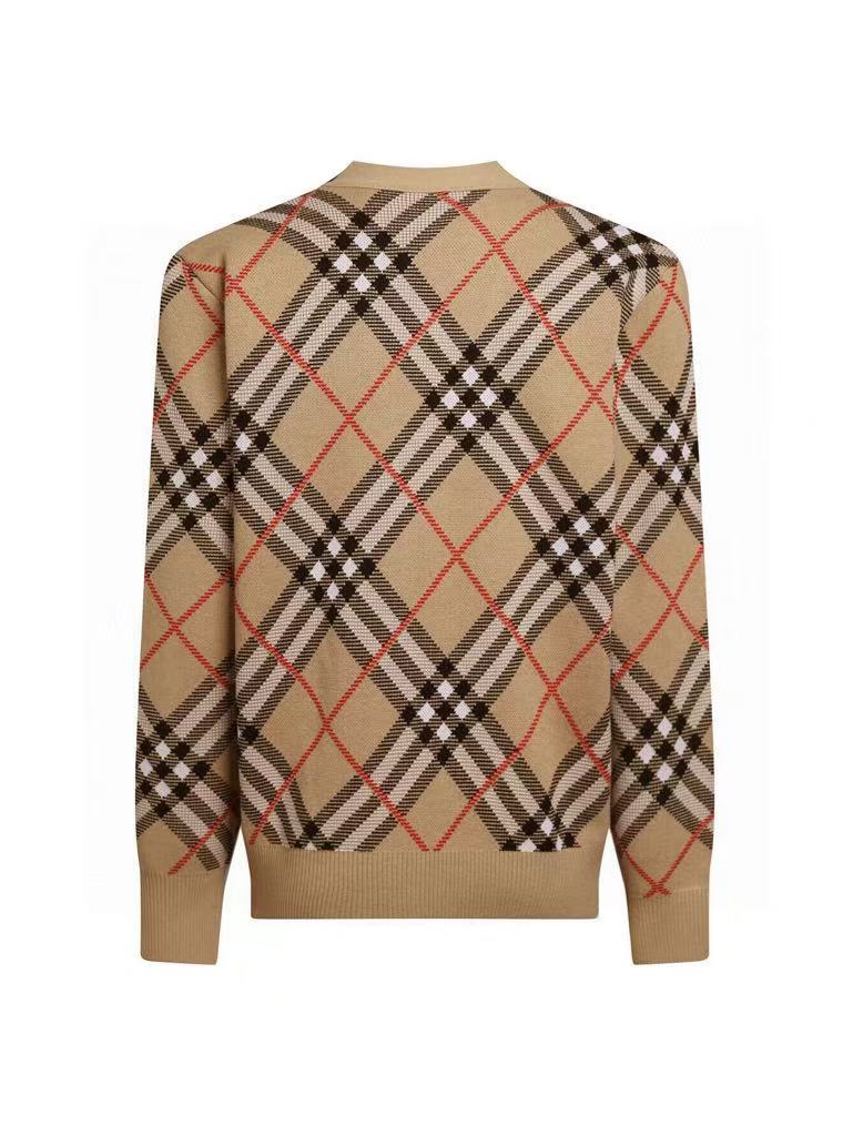 Burberry Check Wool Mohair Blend Cardigan - Classic Knit Open Front Sweater
