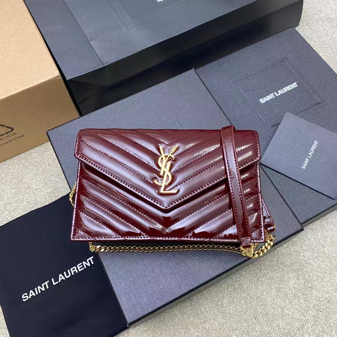 YSL CASSANDRE ENVELOPE Lambskin Chain Wallet