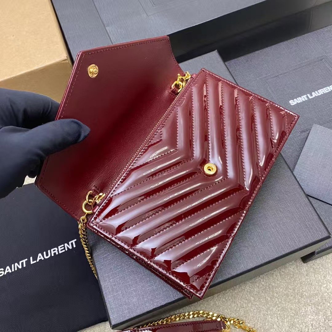 YSL CASSANDRE ENVELOPE Lambskin Chain Wallet
