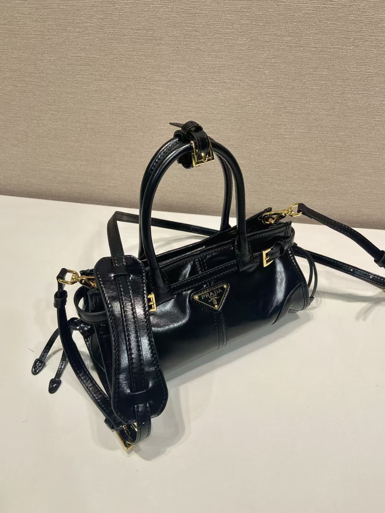 Prada White Small Tumulte Leather Bag | Dynamic Pleats & Sliding Chain Handle