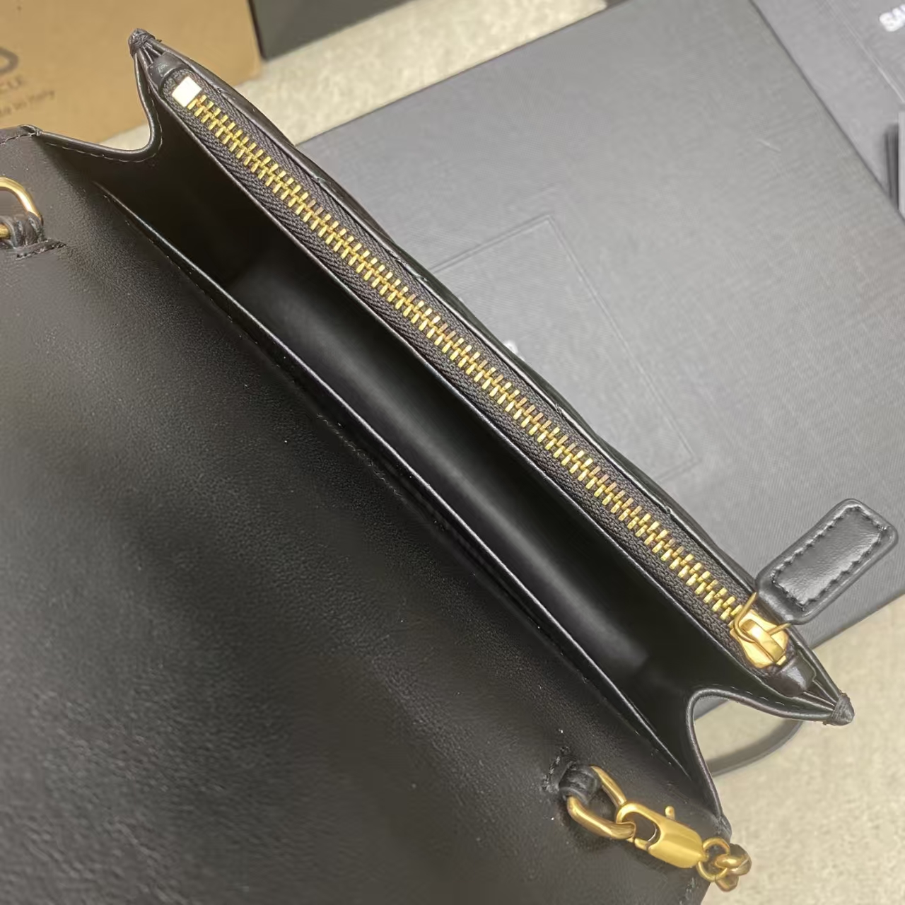 YSL CASSANDRE ENVELOPE Lambskin Chain Wallet