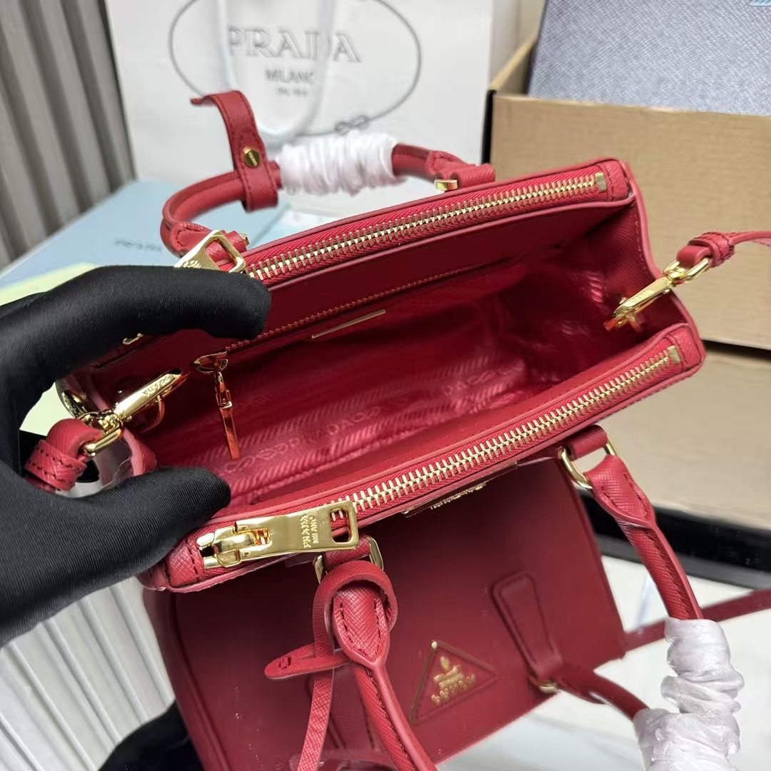 Prada Cherry Red Saffiano Leather Mini Galleria Bag | Bold Color & Iconic Texture