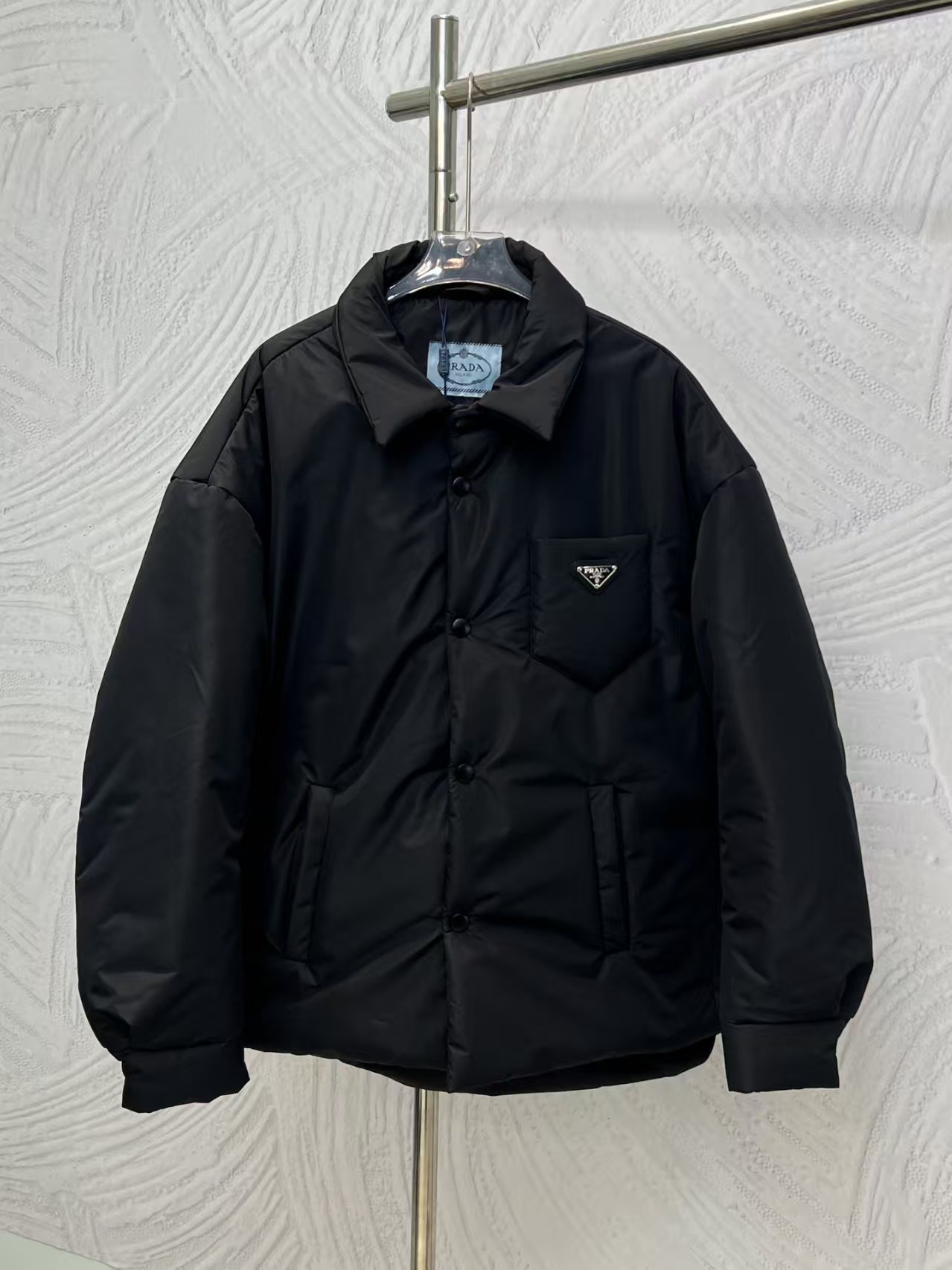 Prada Black Quilted Recycled Nylon Cropped Jacket | Short Silhouette & Epaulet Details