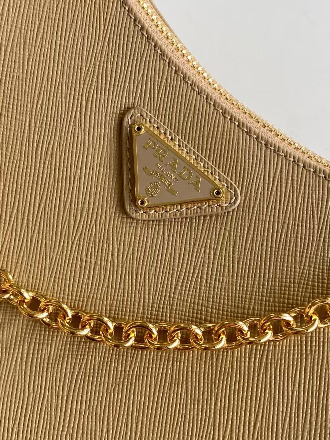 Prada Camel Re-Edition 2005 Re-Nylon Bag | Three-in-One Crossbody, Elevated Neutral