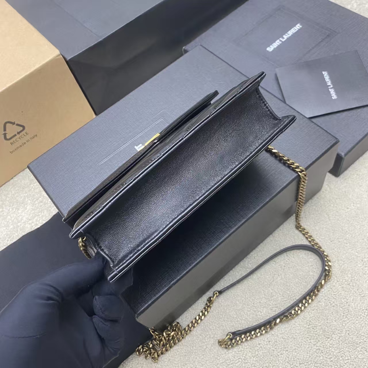 YSL CASSANDRE ENVELOPE Lambskin Chain Wallet