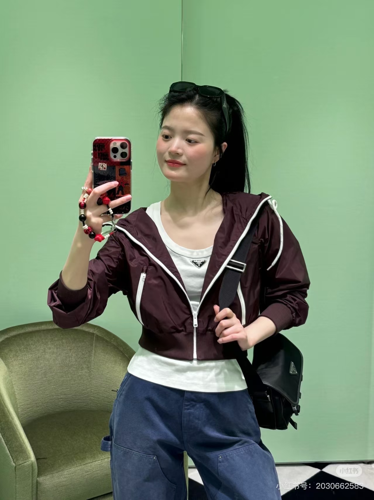 Prada Pomegranate Recycled Nylon Short Jacket | Minimalist Technical Design