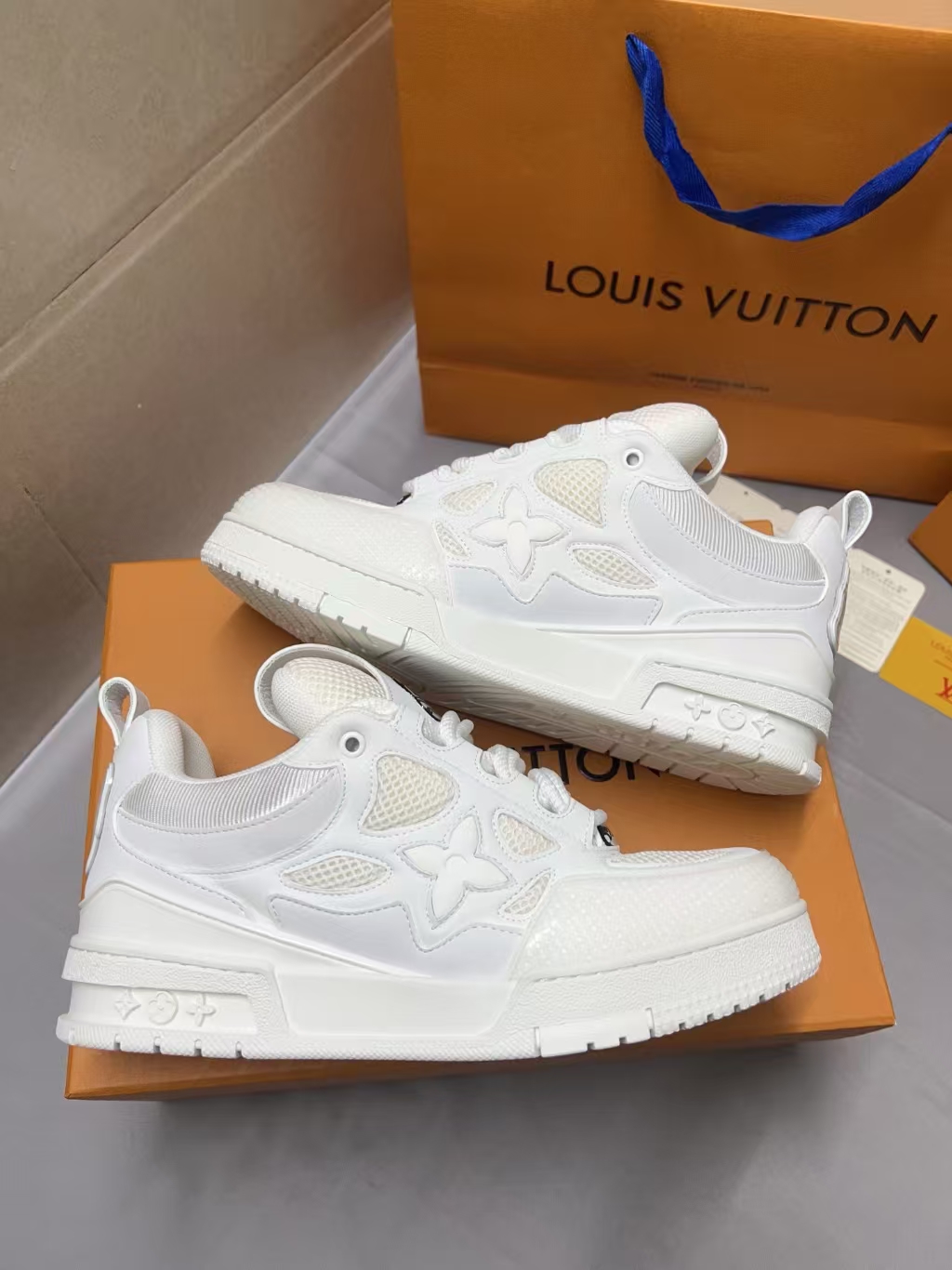 LOUIS VUITTON Monogram Floral Side Accent in White | Leather & Embroidery Collection